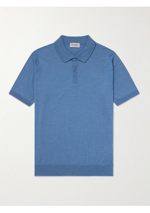 John Smedley - Leyburn Merino Wool and Sea Island Cotton-Blend Gauze Polo Shirt - Men - Blue - S