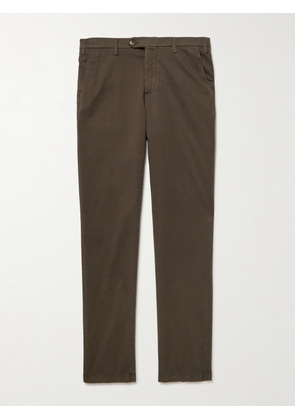 Canali - Slim-Fit Tapered Cotton-Blend Twill Trousers - Men - Brown - IT 46