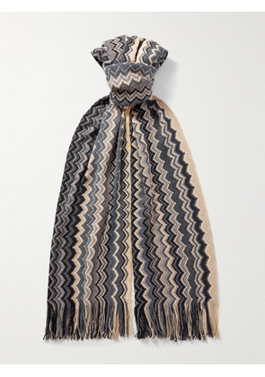 Missoni - Fringed Jacquard-Knit Wool Scarf - Men - Brown