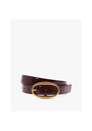 Womens Reiss Drew Oval-Buckle Patent-Leather Belt
