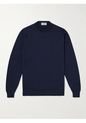 John Smedley - Honeycomb-Knit Merino Wool Sweater - Men - Blue - S