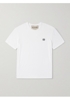 Valentino Garavani - Logo-Appliquéd Cotton-Jersey T-Shirt - Men - White - XS