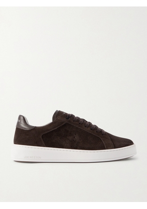 J.M. Weston - On Time Leather-Trimmed Suede Sneakers - Men - Brown - UK 7