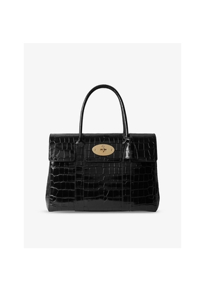 Womens Mulberry Bayswater Croc-Embossed Patent-Leather Tote Bag