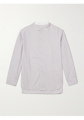 Studio Nicholson - Aaron Levine Nick Grandad-Collar Striped Cotton Shirt - Men - Gray - XS