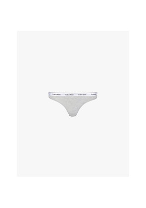 Womens Calvin Klein Modern Logo Low-Rise Stretch-Cotton Thong