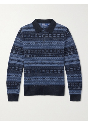 Polo Ralph Lauren - Fair Isle Wool and Linen-Blend Polo Sweater - Men - Blue - M