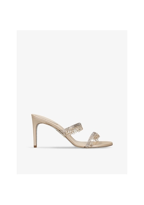 Womens Rene Caovilla Margot Crystal-Embellished Satin Heeled Sandals