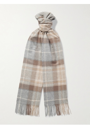Johnstons of Elgin - Fringed Checked Cashmere Scarf - Men - Neutrals