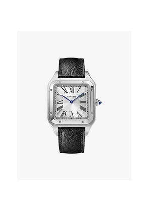 Mens Cartier Crwssa0044 Santos-Dumont Extra-Large Stainless-Steel and Leather Mechanical Watch