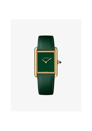 Cartier Crwgta0286 Tank Louis Large 18ct Yellow-Gold and Leather Mechanical Watch