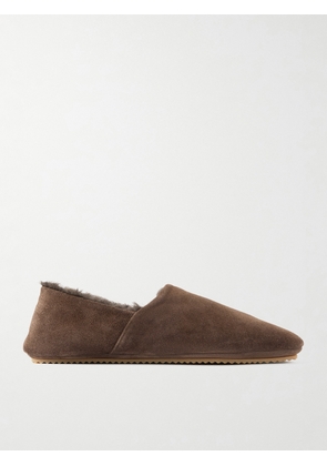 Mr P. - Plush-Lined Suede Slippers - Men - Brown - UK 6