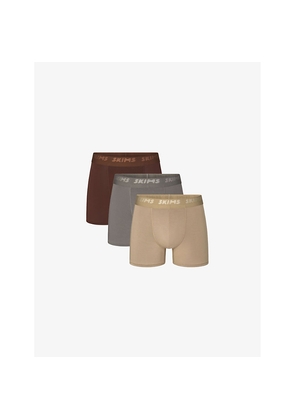 Mens Skims Branded-Waistband 3In Pack Of Three Stretch-Modal Boxer Briefs
