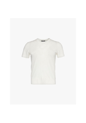 Womens Theory Regal Round-Neck Wool-Blend T-Shirt