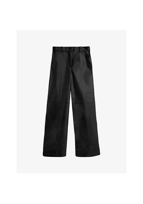 Womens Joseph Alana Belt-Loop Wide-Leg High-Rise Leather Trousers