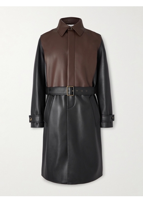 LOEWE - Belted Two-Tone Panelled Leather Coat - Men - Black - IT 48