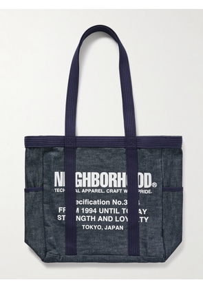 Neighborhood - Canvas-Trimmed Logo-Print Denim Tote Bag - Men - Blue