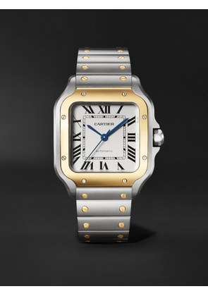 Cartier - Santos de Cartier Medium Automatic 35.1mm Interchangeable 18-Karat Gold, Stainless Steel and Leather Watch, Ref. No. W2SA0016 - Men - White