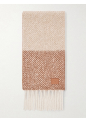 LOEWE - Fringed Striped Alpaca-Blend Scarf - Men - Neutrals