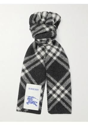Burberry - Logo-Appliquéd Checked Wool Scarf - Men - Black