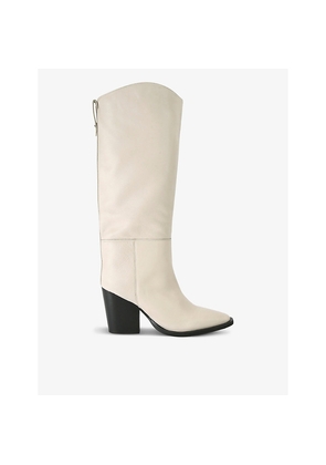 Womens Carvela Reign Pointed-Toe Leather Knee-High Boots