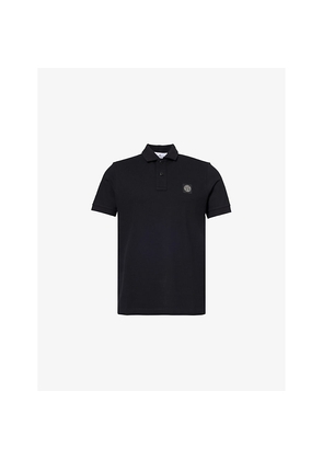 Mens Stone Island Brand-Patch Regular-Fit Stretch-Cotton Polo Shirt