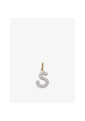 Womens Monica Vinader S Letter 14ct Yellow-Gold and Lab-Grown Diamond Charm