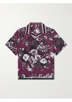 Dolce&Gabbana - Camp-Collar Floral-Print Silk-Twill Shirt - Men - Burgundy - EU 38