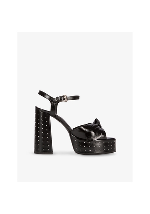Womens The Kooples Stud-Embellished Leather Heeled Sandals