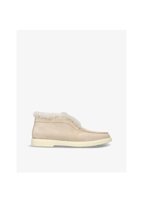 Womens Santoni Fortune Embossed-Branded Suede Ankle Boots