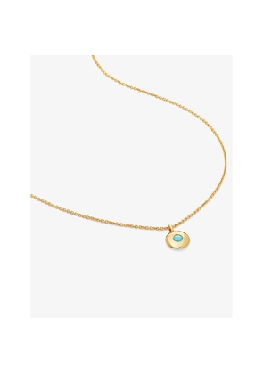 Womens Monica Vinader December Birthstone 18ct Yellow Gold-Plated Vermeil Sterling-Silver and Turquoise Pendant Necklace