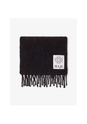 Womens Maje Brand-Patch Tassel Alpaca-Blend Scarf