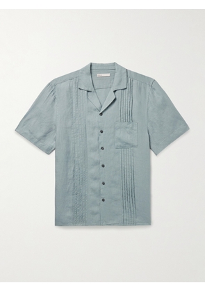 Onia - Camp-Collar Pintucked Linen Shirt - Men - Green - S