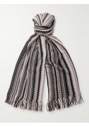 Missoni - Fringed Wool-Blend Scarf - Men - Neutrals