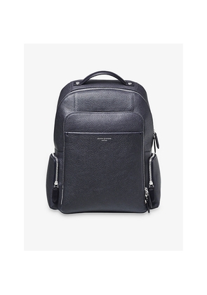 Mens Aspinal Of London Reporter Logo-Embossed Zipped Grained-Leather Backpack