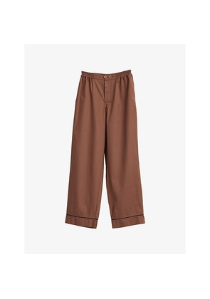 Womens Hay Outline Contrast-Piping Cotton Pyjama Trousers