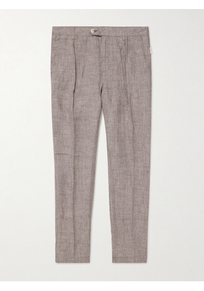 Onia - Tapered Pleated Linen Trousers - Men - Brown - UK/US 30