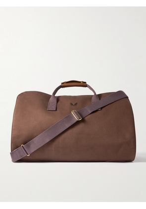Bennett Winch - Logo-Embroidered Leather-Trimmed Cotton-Twill Suit Carrier and Holdall - Men - Brown