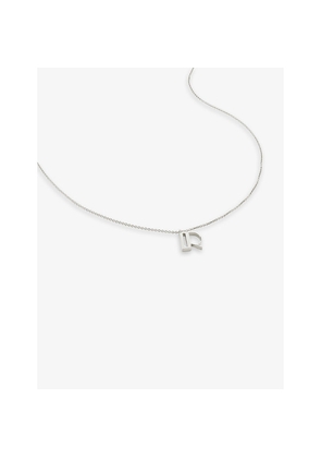 Womens Monica Vinader R Letter-Charm Sterling-Silver Pendant Necklace