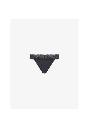 Womens Calvin Klein Attraction Lace-Waistband Stretch-Woven Thong