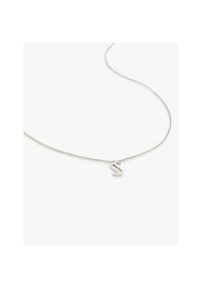 Womens Monica Vinader S Letter-Charm Sterling-Silver Pendant Necklace