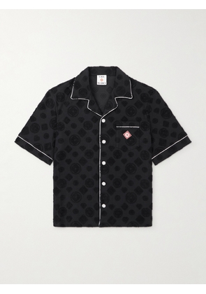 Casablanca - Logo-Appliquéd Cotton-Blend Poplin Shirt - Men - Black - XS