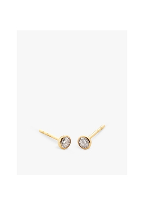 Womens Monica Vinader Solitaire 18ct Yellow Gold-Plated Vermeil Sterling-Silver and 0.082ct Brilliant-Cut Lab-Grown Diamond Stud Earrings