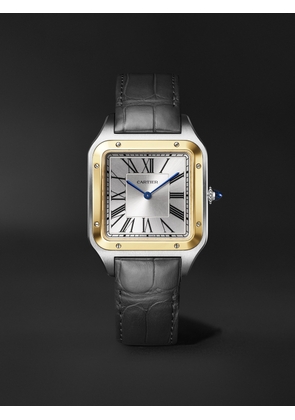 Cartier - Santos-Dumont Extra-Large Hand-Wound 46.6mm 18-Karat Gold, Stainless Steel and Alligator Watch, Ref. No. W2SA0034 - Men - Silver