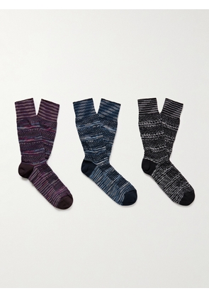 Missoni - Three-Pack Space-Dyed Cotton-Blend Socks - Men - Black - S