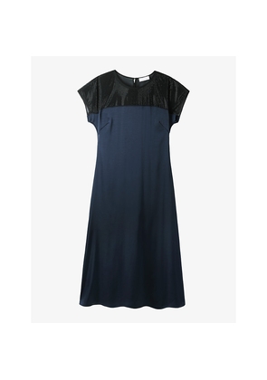 Womens The White Company Sparkle Short-Sleeve Woven Midi Dress