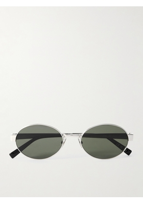 SAINT LAURENT - Oval-Frame Silver-Tone Sunglasses - Men - Silver