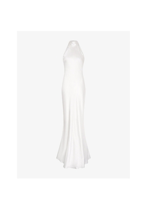 Womens Omnes Santorini Halterneck Satin Maxi Dress