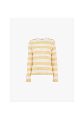 Womens Whistles Stripe-Pattern Patch-Pocket Cotton Top