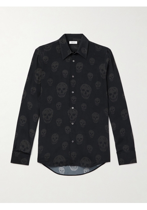 McQueen - Printed Satin Shirt - Men - Black - UK/US 15